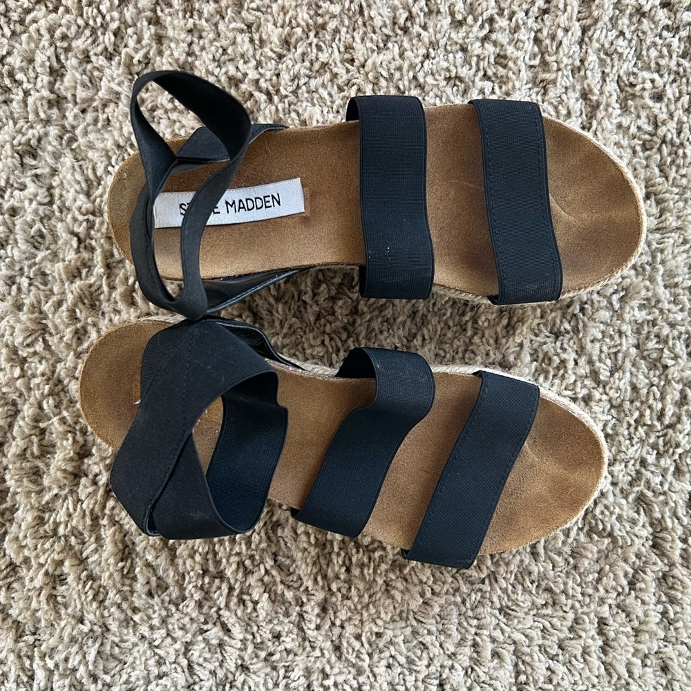 Steve Madden Black Strappy Platform Sandals